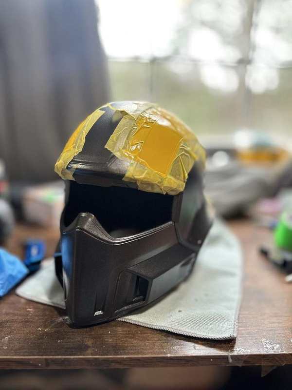Helldivers 2 Helmet Update: Yellow Stripes Done and Silver Vents Sprayed detail image