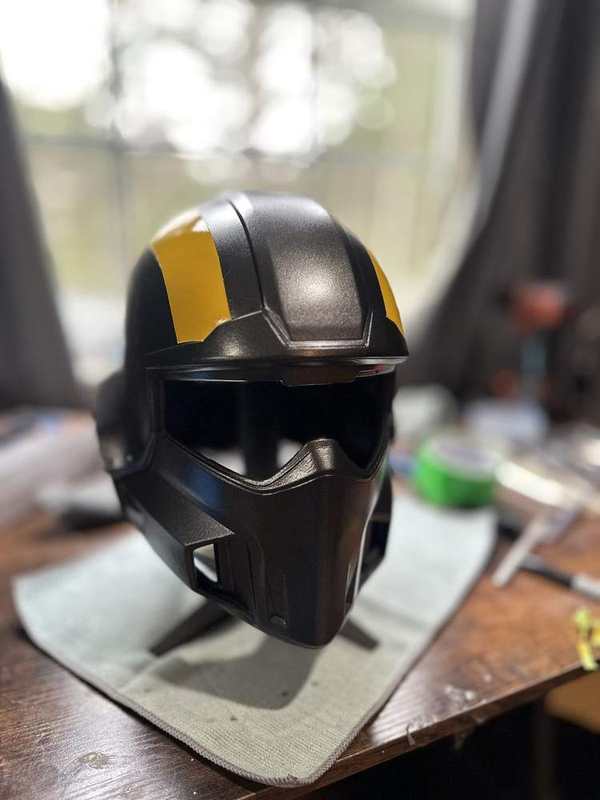 Helldivers 2 Helmet Update: Yellow Stripes Done and Silver Vents Sprayed detail image