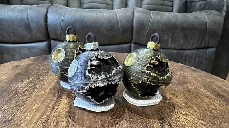 Star Wars Death Star Christmas Ornament (Battle-Damaged - Holiday Edition)