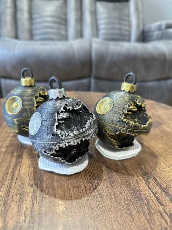 Star Wars Death Star Christmas Ornament (Battle-Damaged - Holiday Edition) detail image