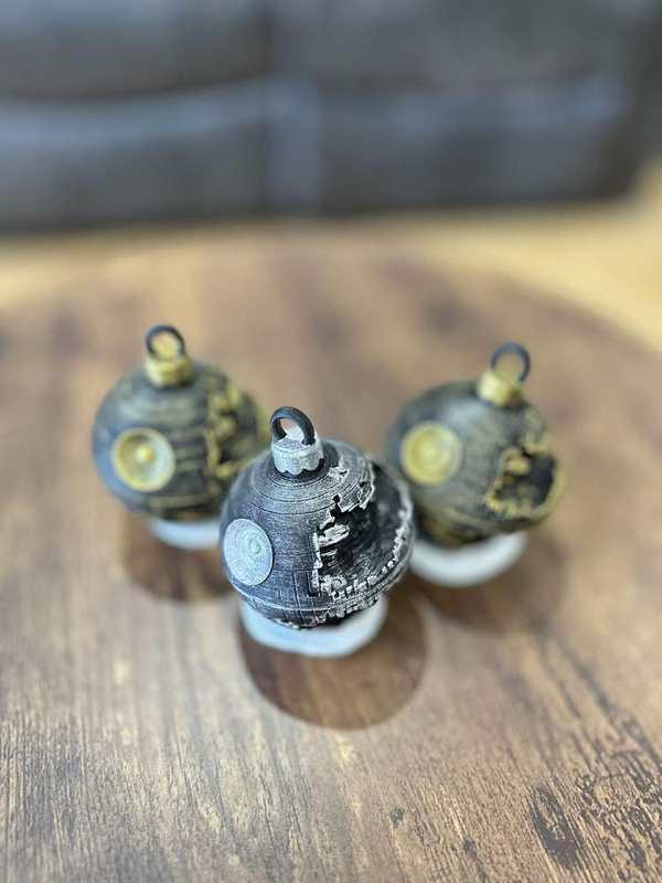 Star Wars Death Star Christmas Ornament (Battle-Damaged - Holiday Edition) detail image