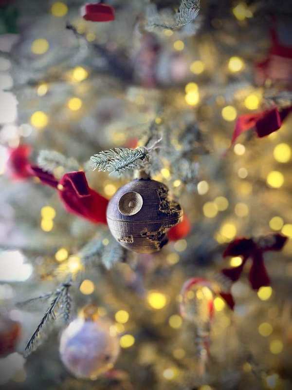 Star Wars Death Star Christmas Ornament (Battle-Damaged - Holiday Edition) detail image