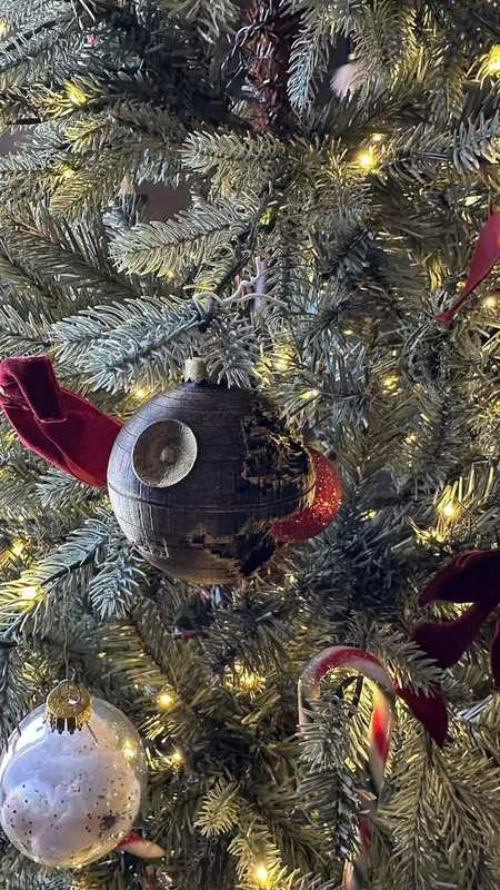 Star Wars Death Star Christmas Ornament (Battle-Damaged - Holiday Edition) detail image