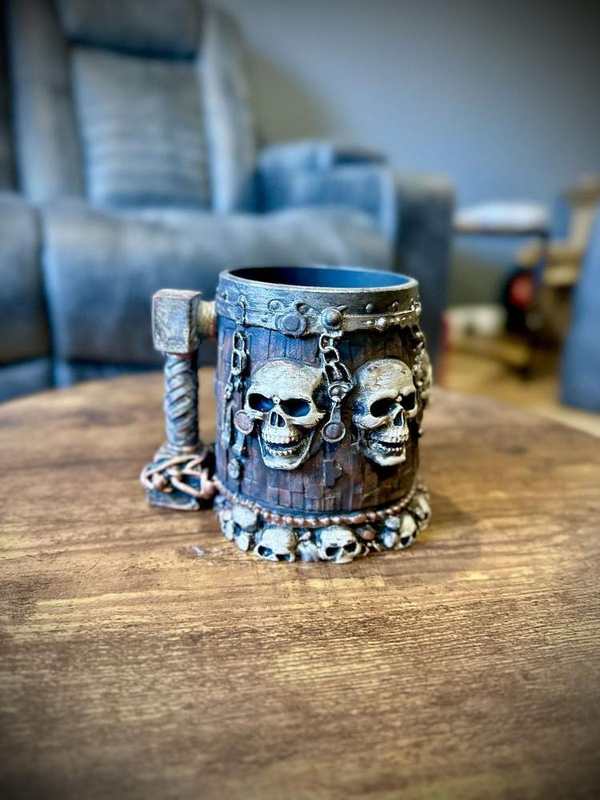 Skull Relic Mug - Dark Fantasy Gothic Display (Hand Painted)