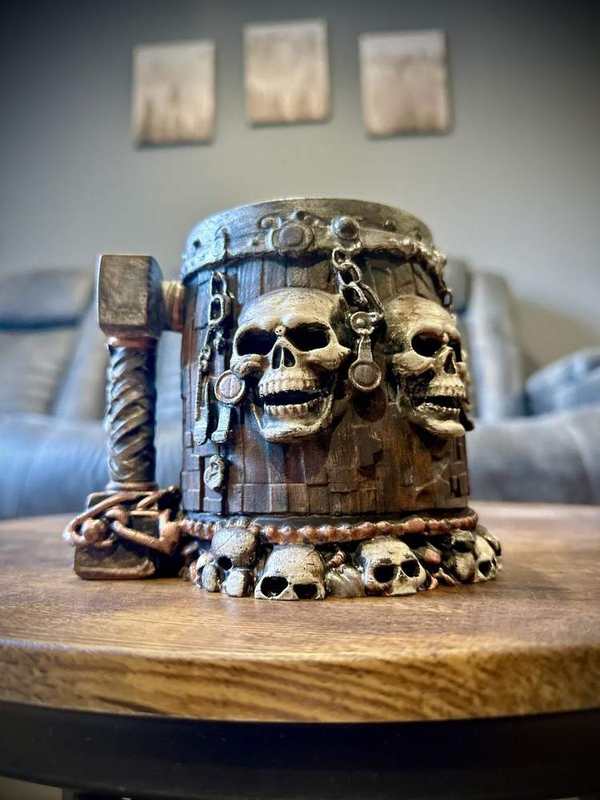 Skull Relic Mug - Dark Fantasy Gothic Display (Hand Painted) detail image