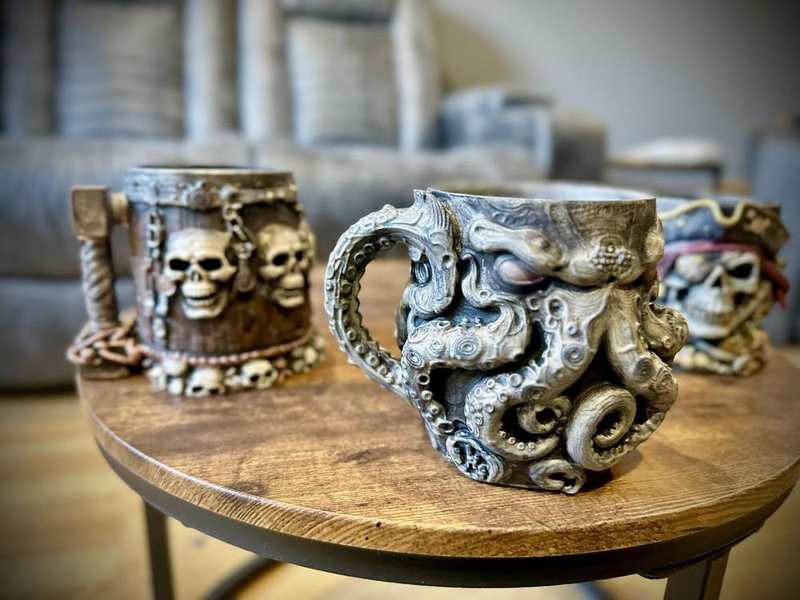 Skull Relic Mug - Dark Fantasy Gothic Display (Hand Painted) detail image