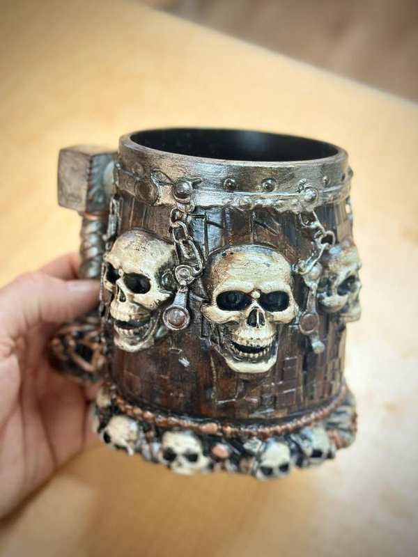 Skull Relic Mug - Dark Fantasy Gothic Display (Hand Painted) detail image