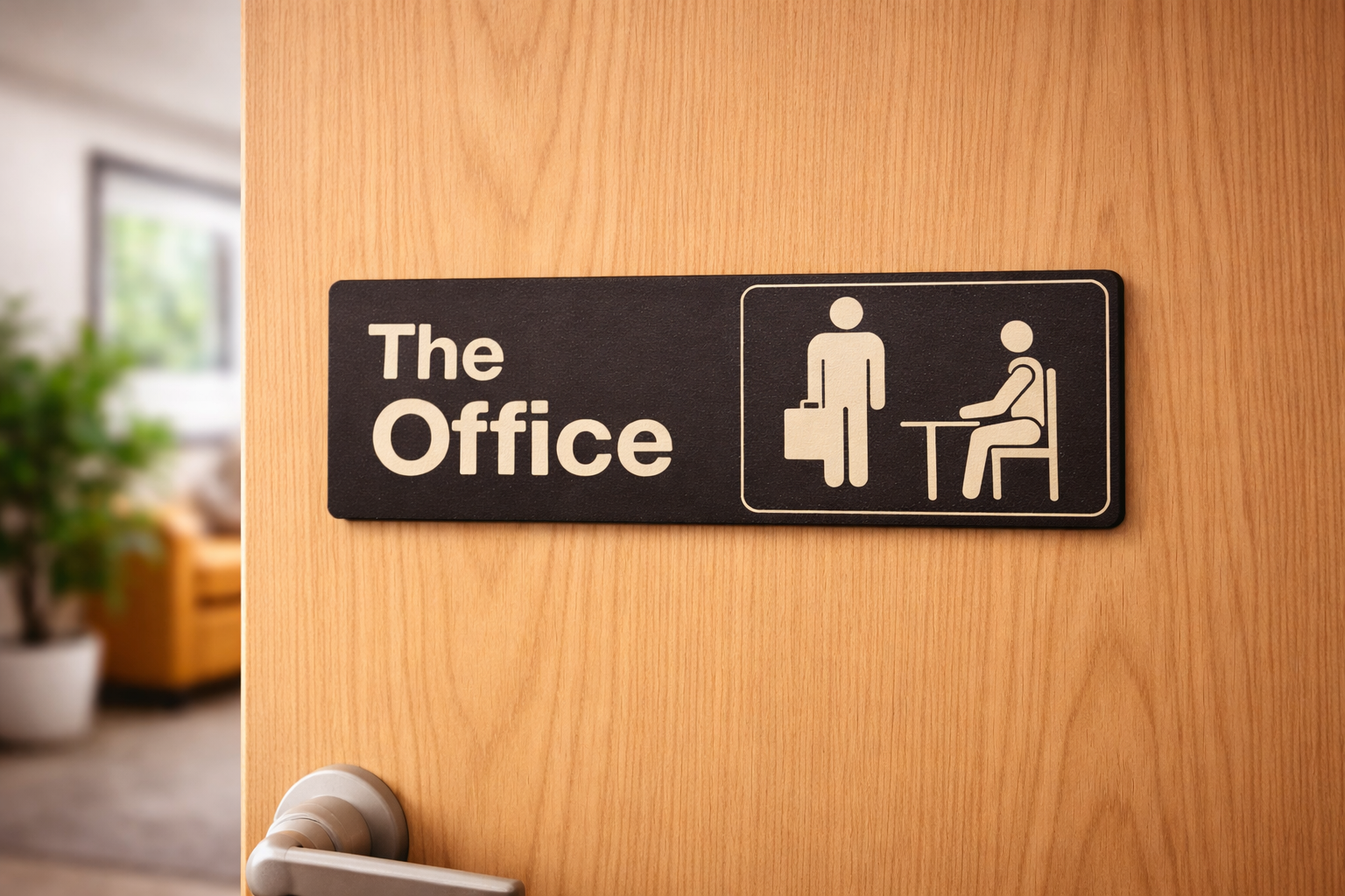 The Office Door Sign – Minimalist Black & Gold Desk/Room Decor detail image